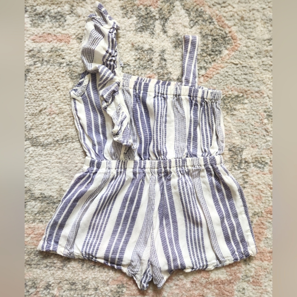 Jessica Simpson Purple and White Striped Romper